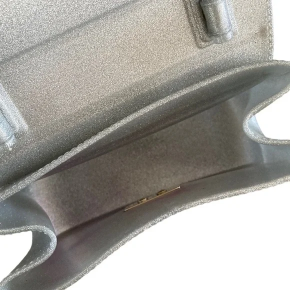 Furla Candy Meringa Mini Shoulder Bag Crossbody In Silver Shimmer Made in Italy - Picture 4 of 8